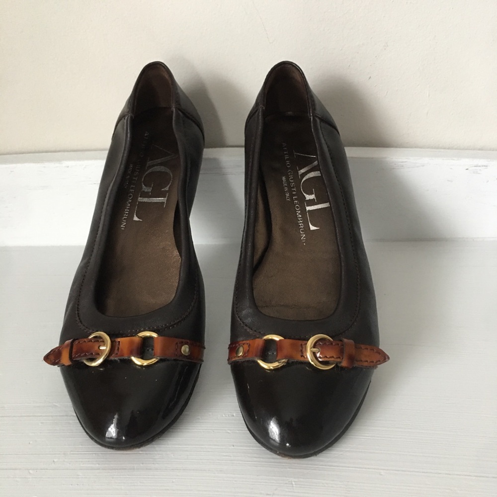 AGL Attilio Giusti Leombruni Slip On Bukle Leather Flat Women Size 5.5